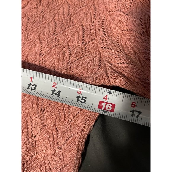 Y2K Ruffle crochet cardigan size Small pink button-down JH Collection - Picture 6 of 6